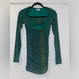 Oh Polly RIP RIDE Long Sleeve Cut Out Mini Dress in Striped Print